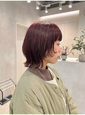ハンサムショート前下がりボブ切りっぱなしボブニュアンスパーマ