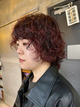 ナループロアオハナ(Nalu pu loa ohana) ウルフパーマ/ボルドーカラー/レッドブラウン/ウルフ/パーマ