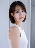 ◯ぱっつん前髪流し前髪薄めバング短めバング顎ラインボブパーマ