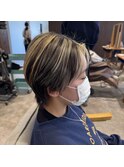センターパートコントラストハイライト