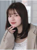 イメチェン 外ハネボブ 美髪 ワイドバング ミディアム 前髪