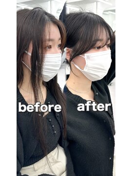 アマトウキョウ アユンチェ(AMA TOKYO×AYUNCHE) 前髪顔まわり韓国ヘアレイヤーカットサイドバンク2wayバンク韓国