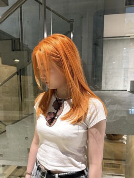 ヲタク(wotaku.) オレンジカラーペールオレンジ暖色カラーブリーチカラーレイヤー