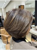 立体感◎・大人ひし形ショートボブ ハイライトボブ 40.50.60代