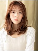 ミルクティーブロンドミディアムレイヤーカットX志木30代40代
