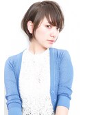アシメショートエアリーショートグレージュナチュラルボブ
