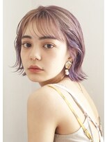 グリコ(grico)&nbsp;シースルーバング×切りっぱなしボブ☆くびれヘア/ハイトーン