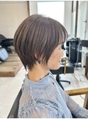大人ショート×白髪ぼかし