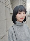 ワイドバングのボブ/ショートカット/ショートヘア/30代/40代