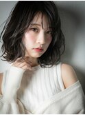 黒髪アッシュブラック大人美人ボブウルフカットu川口30代40代