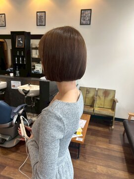ヘアーワークス ボナ ウニクス店(HAIR WORKS bona) フォルムが可愛い◎艶めきブラウンボブ/髪質改善/艶感