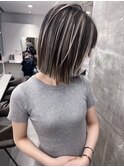 ハイライトカラーミルクティーベージュレイヤーカットオルチャン