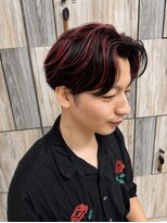 アースオーセンティック 徳島北島店(EARTH Authentic)&nbsp;レッドハイライト×センターパート メンズデザインカラー