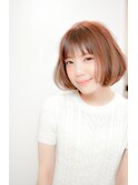  [オージュアサロン/恵比寿]ナチュラルピンクのふんわりボブ