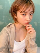 テトヘアー(teto hair) ボブ清楚前髪ありシースルーハイトーン暖色系ベージュオレンジ