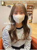 ★韓国ヘア/ブリーチなしカラー／アッシュベージュ/顔まわり