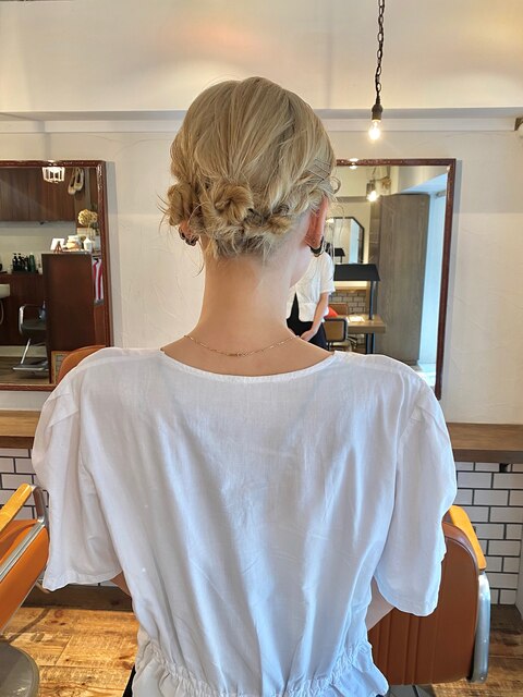 ハイトーンベージュ/ヘアアレンジ /ヘアセット/ホワイピンク◎