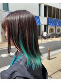 ターコイズグリーン×インナーカラー