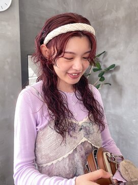 テトヘアー(teto hair) 暖色パーマスパイラルクラゲヘアクラゲウルフコーラルピンク