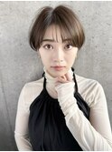 前髪ありショートオリーブベージュボブシャギーボブ銀座