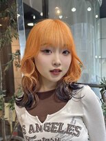 ヘアーアンドメイク ビス(HAIR&MAKE bis)&nbsp;残留活かして裾カラー/ペールオレンジ×ネイビーグレー【NOKA】