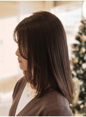 艶々縮毛矯正セミロングレイヤー