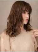 ココアブラウン大人巻き小顔エアウェーブパーマX川口30代40代