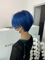 スーパーシーン(SUPER SCENE) ミルクティーブロンド/ダークブルー/デジタルパーマ/宜野湾