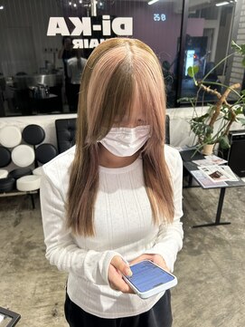 ディーカヘアーセンダイ(Di KA HAIR sendai) カチューシャカラー/ブロックカラー/ピンクベージュ/デザイン