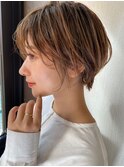 エギョモリ ショートマッシュ ミルクティーブラウン