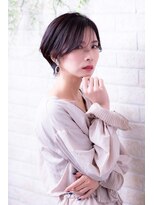 ヘアーアートシフォン 池袋西口店(Hair art chiffon)&nbsp;オリーブアッシュマッシュショートストカールフェザーバング
