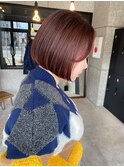 こっくりカラー//赤カラー/切りっぱなしボブ[札幌美容室LINDA]