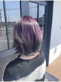 ラベンダーピンクアッシュにグレーブラックのルーツカラー