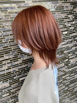ヘアーアトリエ ラフェル(hair atelier Rafel) ナチュラルウルフ　ミディアム テラコッタブラウン
