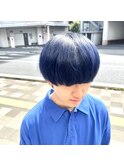ダブルカラー　メンズ　マッシュ　ネイビー