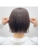 長崎　切りっぱなしボブ　ブリーチなしカラー　透明感カラー