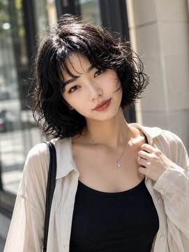 ノラ シブヤ(NORA) 小顔ミディアムパーマミディアムデジタルパーマボブパーマ前髪