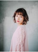 ニュアンスパーマボブヘア透明感ダークグレージュカラー20代30代