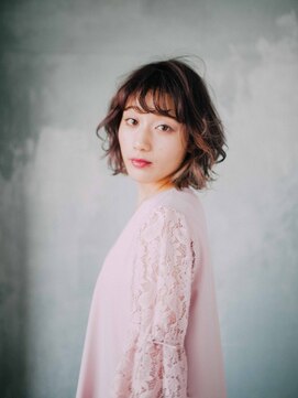 ナチュラルエフ(natural f) ニュアンスパーマボブヘア透明感ダークグレージュカラー20代30代