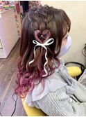 ★とても可愛い(^○^)『両サイド編みたらしにハートを添えて♪』