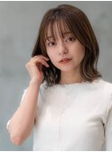 大人かわいい前髪セシルカットココアブラウンフリンジウェーブ
