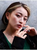 白髪ぼかしショートハイライトボブくせ毛多毛オトナ30代40代