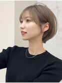 美髪シアーカラーピンクブラウンショートカット切りっぱなしボブ