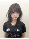 ミディアムざくざくレイヤー韓国ハッシュカットアッシュベージュ