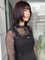 イロウ 天神大名店(IROW)&nbsp;カシスブラウン 顔周り ウルフレイヤー 暗めカラー【天神大名】