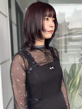 イロウ 天神大名店(IROW) カシスブラウン 顔周り ウルフレイヤー 暗めカラー【天神大名】