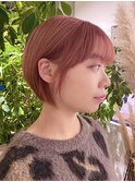 大人ショートボブ丸みショートカットマッシュショートピンクボブ