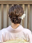 訪問着　ヘアセット　シニヨン　ゆるふわ　ロング　大阪　ヘアメ