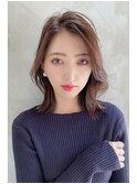 ★くびレイヤーボブルフネビージュ小顔ワンレンこなれミディ