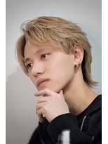 メンズオルズ 渋谷(MEN'S ALLZ)&nbsp;ミルクティベージュセンターパートメンズウルフフェザーショート